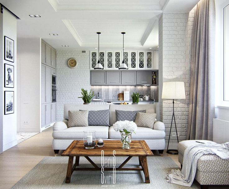 apartment interior design this small apartment has some great design features- brick walls, a white EMAGQGJ