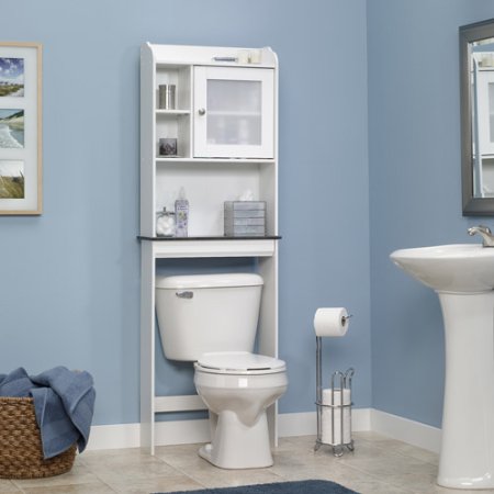 bathroom furniture sauder caraway space saver bathroom cabinet, soft white QETRQSU