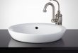 bathroom sink ... this semi-recessed porcelain sink gives your bathroom a stylish, modern  look. PCPJQGI