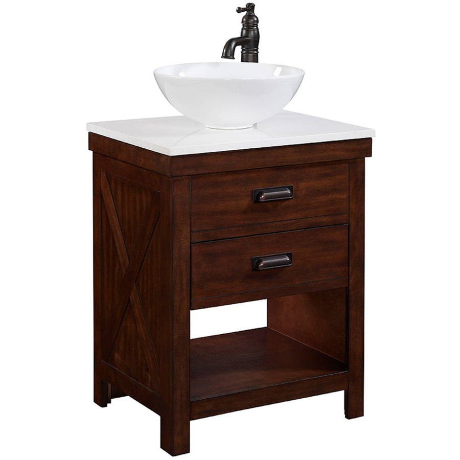 bathroom vanities with tops style selections cromlee bark single vessel sink bathroom vanity with  engineered stone AJXNMLZ