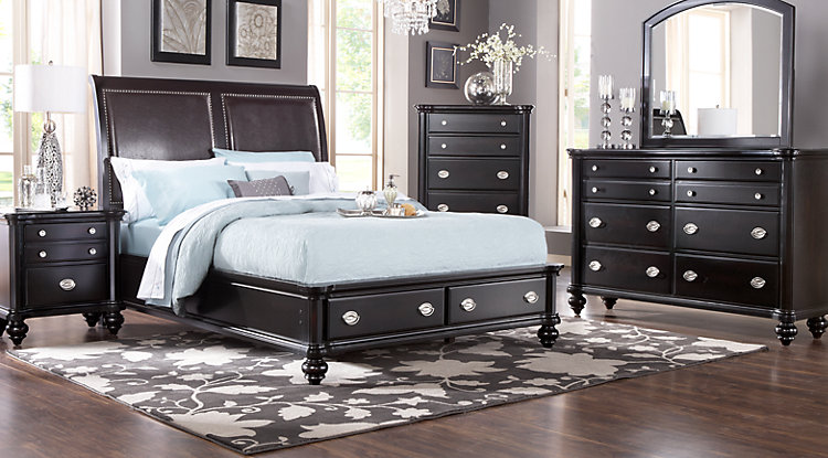 bedroom furniture sets remington place espresso 5 pc queen sleigh bedroom with storage JEMLSAH