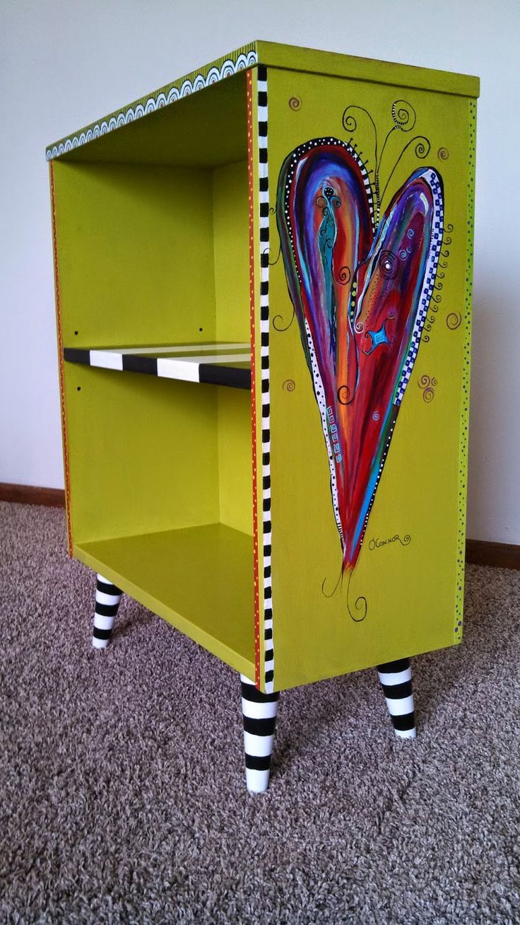 bookcase revamped by carolynu0027s funky furniture absolutely love the wicked  witchu0027s striped MFGTOTY