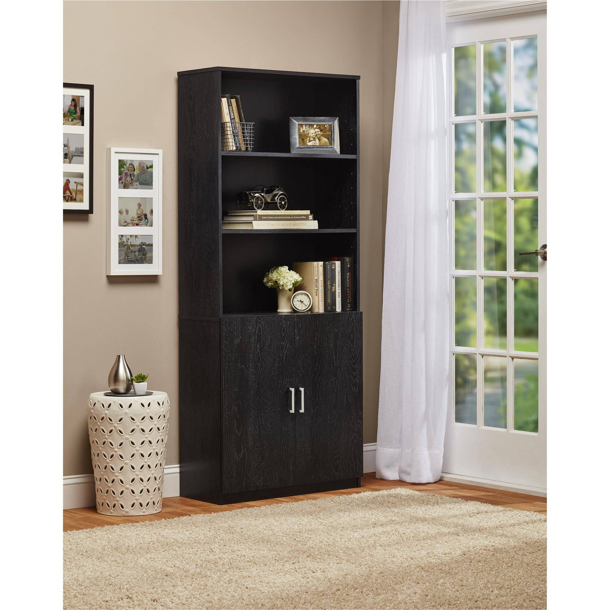 bookcases with glass doors ameriwood 3-shelf bookcase with doors JETMFCD