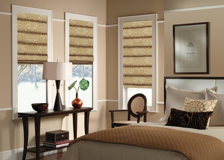 budget blinds patterned roman shades HYMRTWO