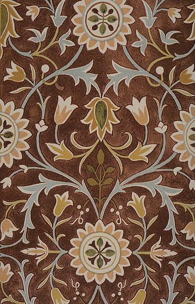 carpet design detail of a watercolour design for the little flower carpet showing a DNGYKMQ