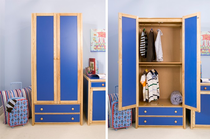 childrens wardrobes kids double combi wardrobe - available in blue and pink JDZALPG