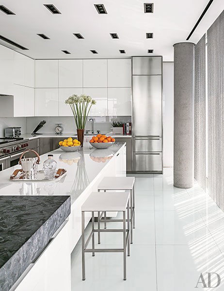 contemporary kitchens a manhattan, kitchen in a sleek building by richard meier has glamorous PACIYGL
