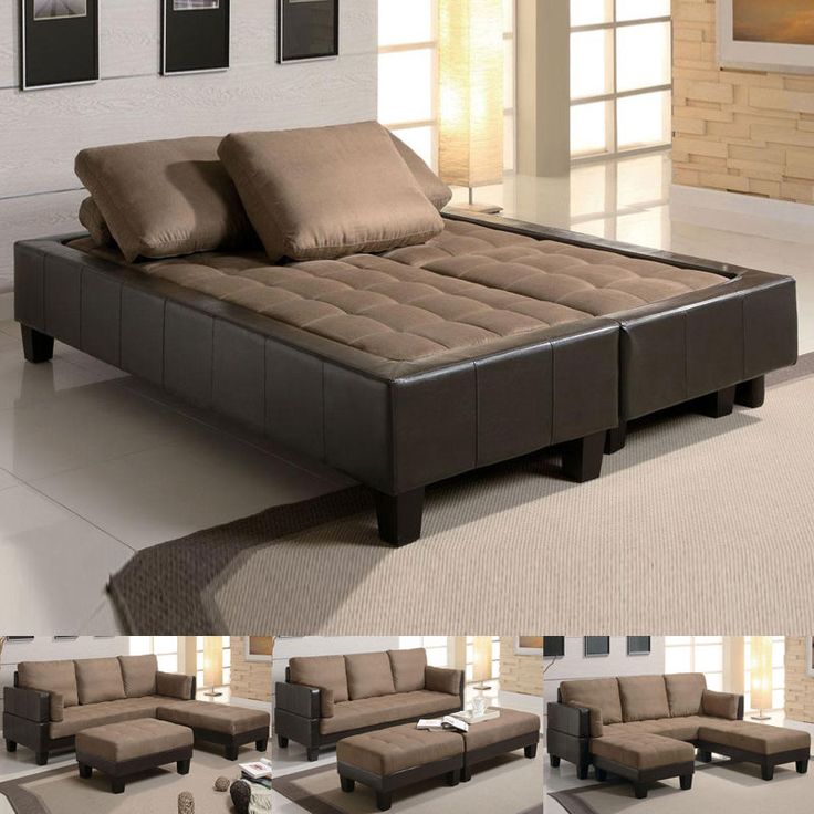 couch bed fulton tan microfiber convertible sofa bed couch sleeper 2 ottoman  sectional set ZGWHNSR