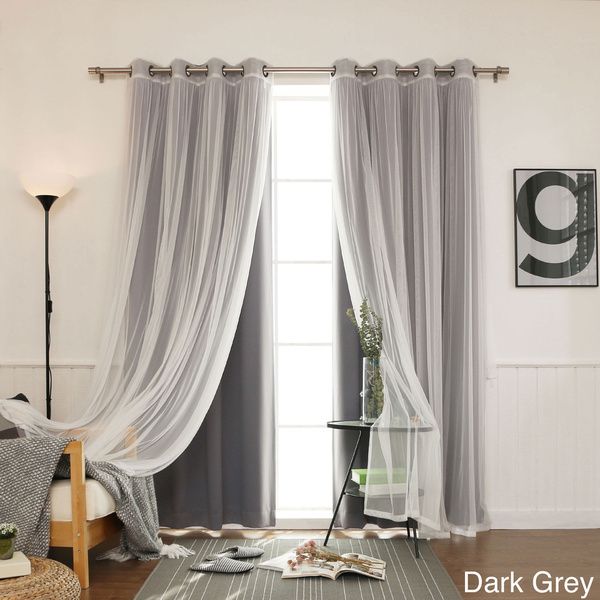 curtains for bedroom 4-piece sheer blackout grommet top curtain panels by i love living AUHOOQQ