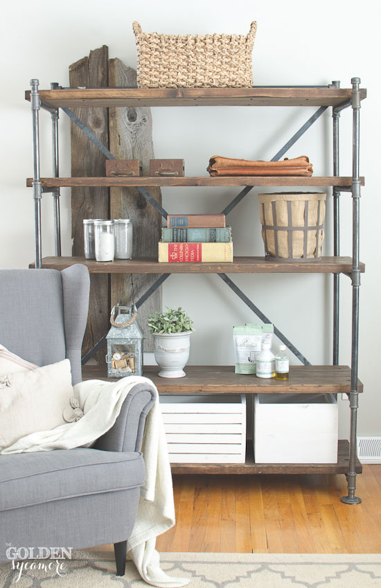 diy shelves industrial-wood-and-pipe-shelving-unit-16 RAJCMMO