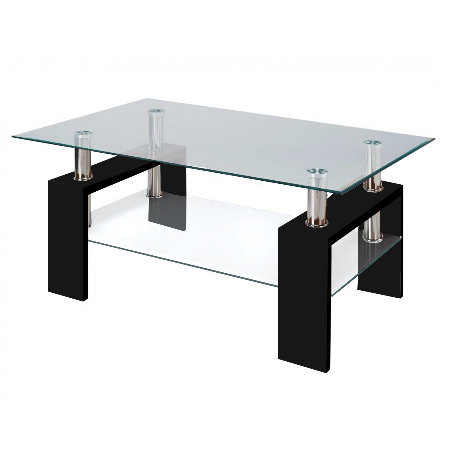 Glass table modern glass black coffee table with shelf contemporary living room WFZNYNO