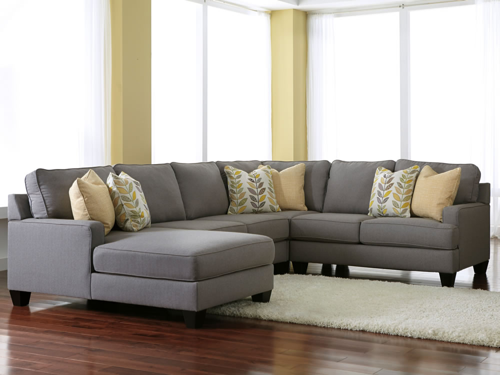 Comfortable styling with gray sectional sofa