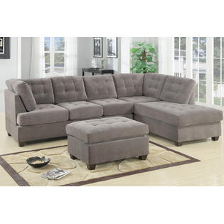 gray sectional sofa hollywood decor odessa waffle suede reversible sectional sofa with free  ottoman. gray EOWMWTE