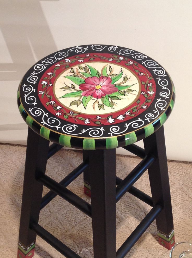 hand painted furniture whimsical painted furniture, painted bar stool, 24 ZWJQZRZ