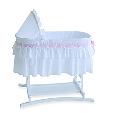 image of lamont home™ good night baby bassinet in white with half skirt XIQZNYD