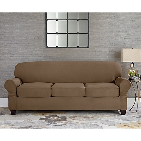 image of sure fit® designer suede individual cushion 3-seat sofa slipcover LXHTGPM