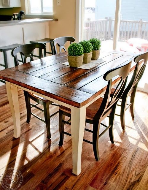 kitchen tables farm table....mine is oval but my chairs are black and i ICBCGRY