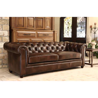 leather sofas abbyson tuscan chesterfield brown leather sofa LRMHNOC