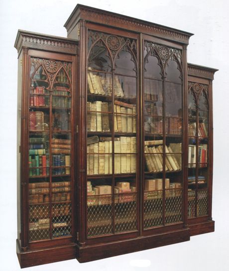neo-gothic-bookcase- reclaimed antique bookcase- make into bar shelving DHFSUNW