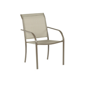 outdoor chairs garden treasures driscol taupe steel stackable patio dining chair with dark  tan YEGLULY