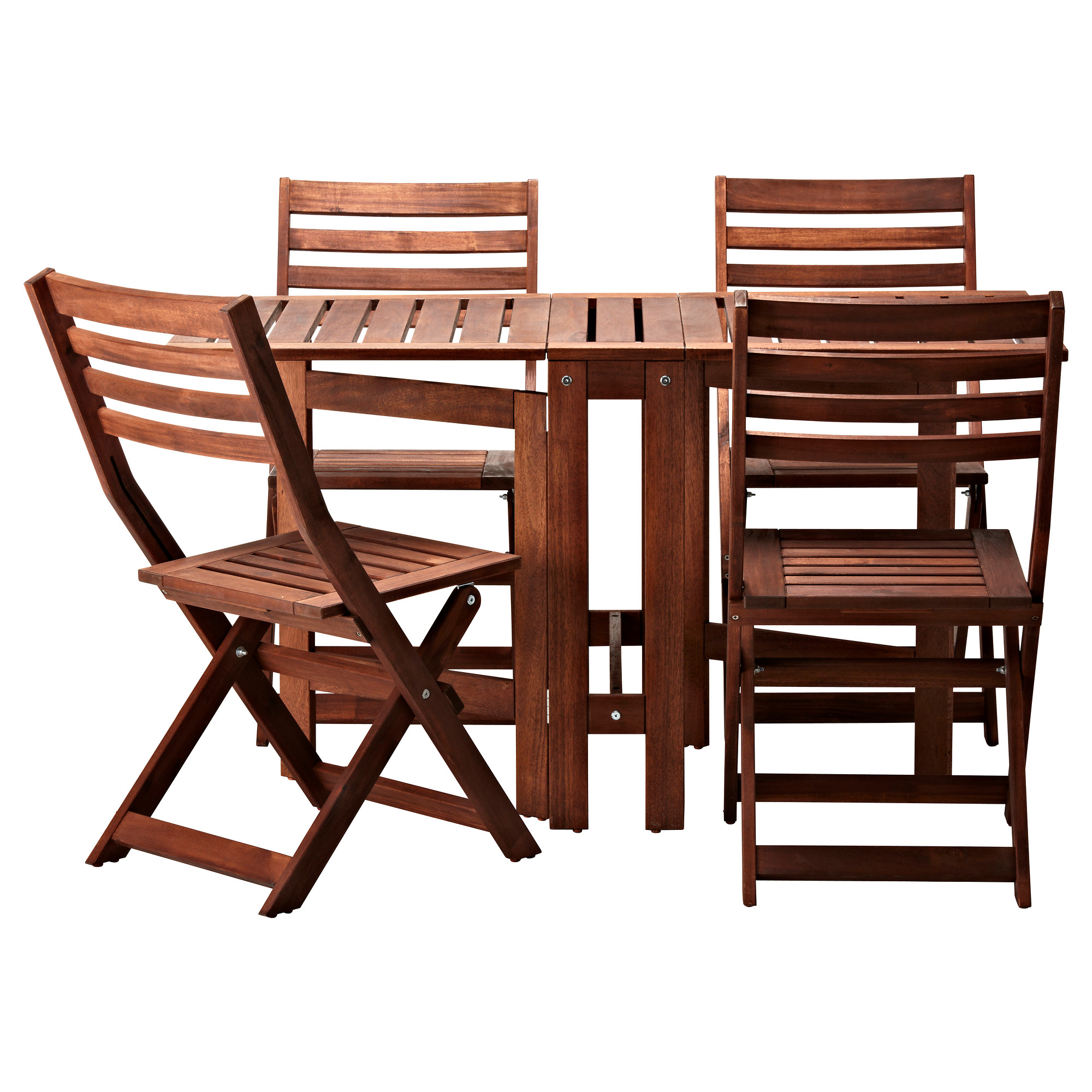 outdoor table and chairs äpplarö table and 4 folding chairs, outdoor, brown stained brown QQFYZMZ