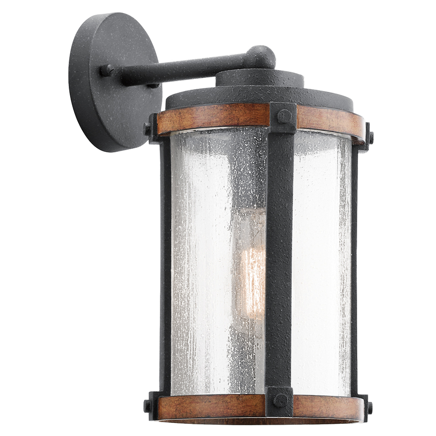 Outdoor wall lights kichler barrington 10.04-in h distressed black and wood outdoor wall light KRDCEJY