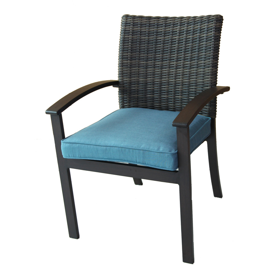patio chairs allen + roth atworth 4-count brown wicker patio dining chairs with peacock ZVFSRXW