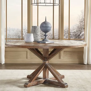 round dining tables benchwright rustic x-base round pine wood dining table by inspire q artisan KRCVISP
