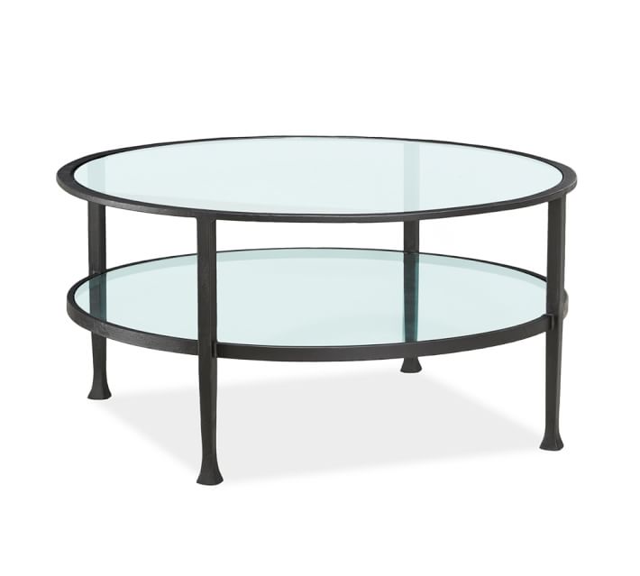 round glass coffee table tanner round coffee table - bronze finish | pottery barn MFPURUQ