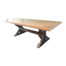 rustic dining tables sds designs - annie polished trestle table, brown, 6u0027 - dining tables DSMTXRL