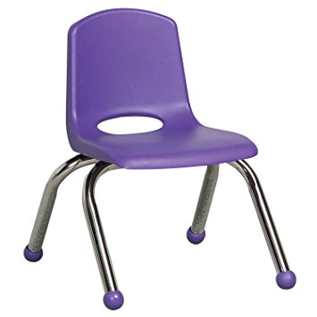 school stack kids chairs w chrome legs in purple - set of 6 ERXJQLR
