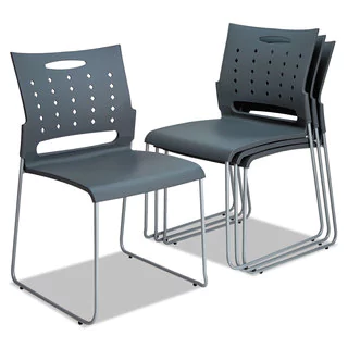 stackable chairs alera continental series charcoal gray perforated back stacking chairs (set  of 4) CNIXAVE