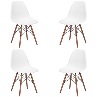 white dining chairs x-frame wire and walnut matte dining chairs (set of 4) MRLOVKC
