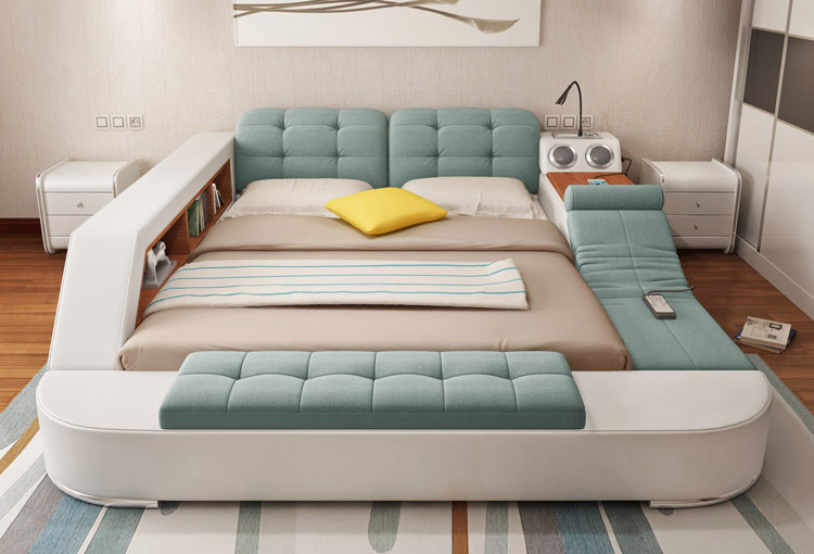 bed with sofa the ultimate bed with integrated massage chair, speakers, and desk HRZGFHL