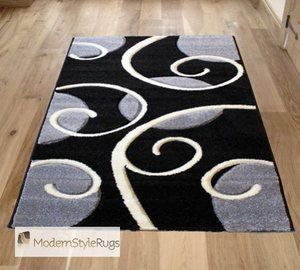 Black and white area rugs black grey white swirly circles pattern rug in large small and runner 5 NCOHBWC