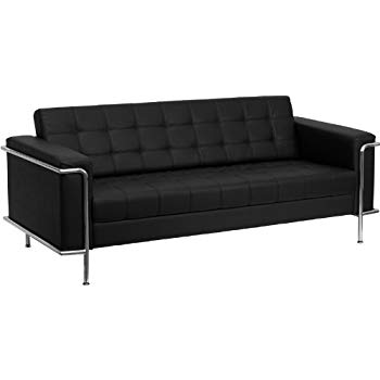 black leather sofas flash furniture hercules lesley series contemporary black leather sofa with  encasing frame NTABWXY