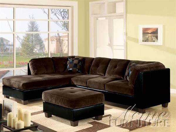 brown sectional sofa deltona ultra plush sectional sofa in brown microfiber and black bycast  cover ATZCMWL