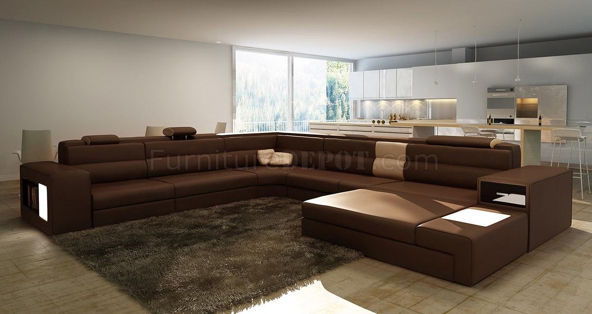 brown sectional sofa polaris sectional sofa in brown leather by vig furniture XUSKZSG