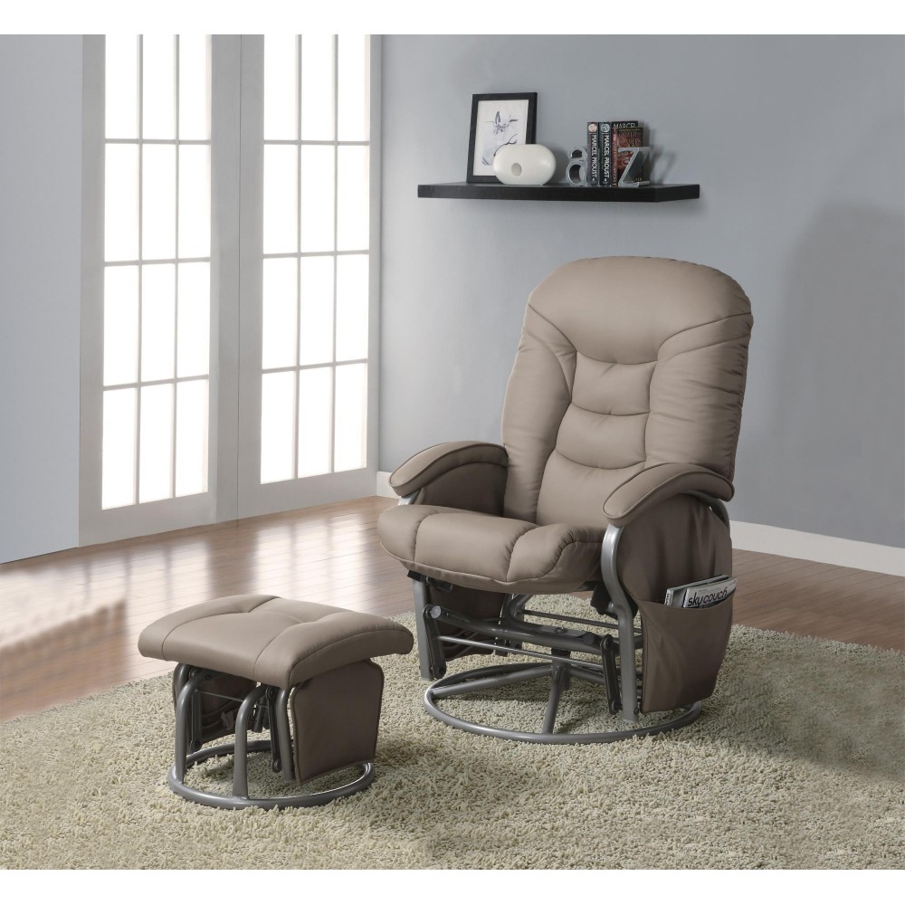 glider recliners recliners with ottomans casual leatherette glider recliner with matching  ottoman .beige VFTYTEN