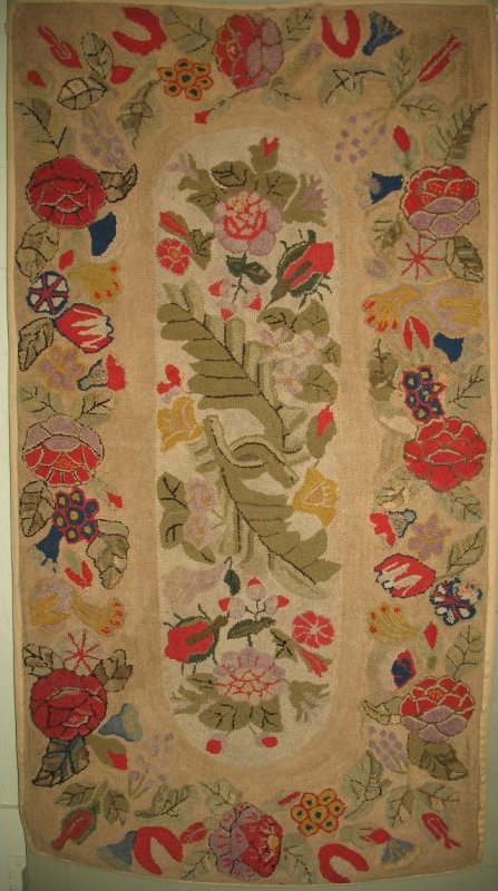 hooked rugs view large image · floral spray floral border antique hooked rug XDFUQYO