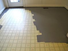 Lino floor painting linoleum floor with grey HINWURB