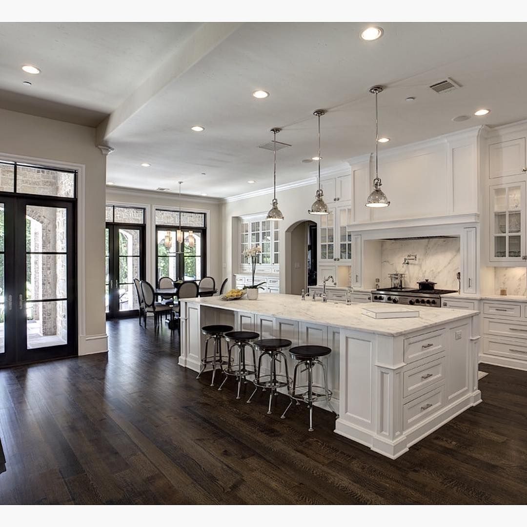 love the contrast of white and dark wood floors! by simmons estate homes DUGWPRP