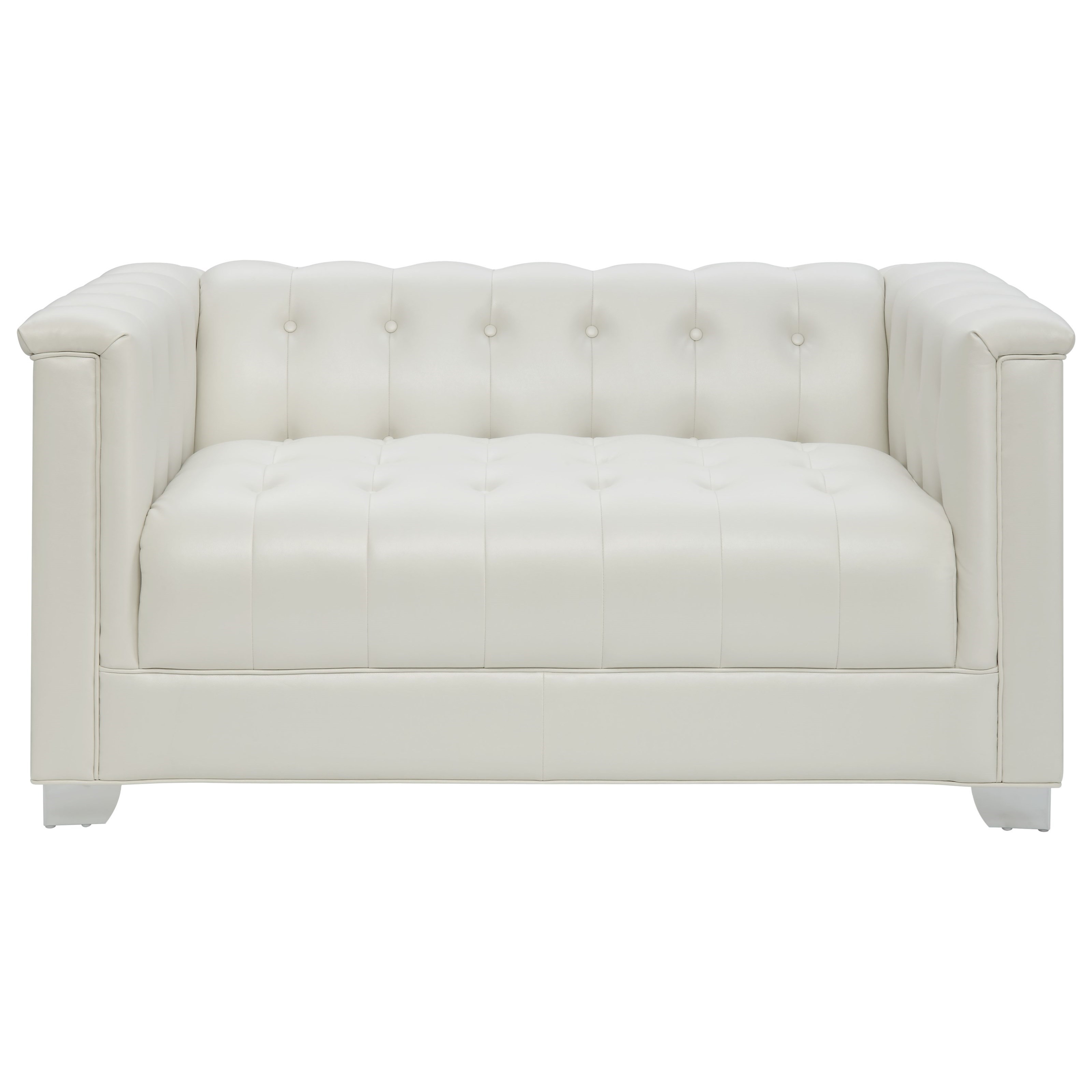 low profile pearl white tufted loveseat DFSKUSW