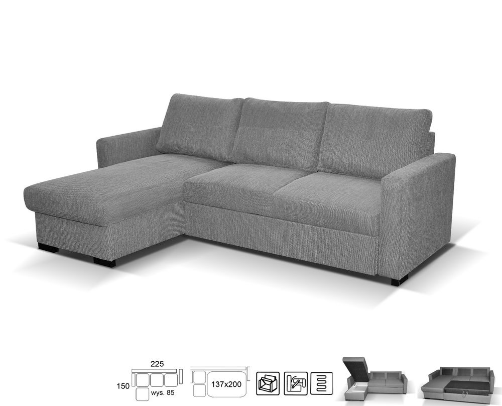 new large universal corner sofa bed grey fabric right or left side with TZGMUYZ