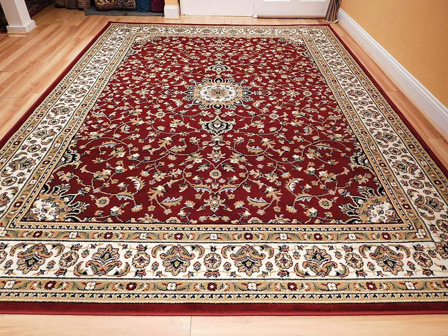 Persian area rugs amazon.com: large 5x8 red cream beige black isfahan area rug oriental  carpet ITBESTV
