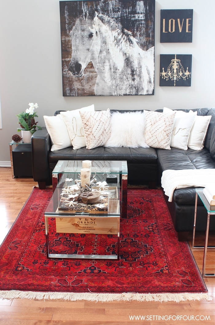 rug decor rustic glam living room + new rug MFVOCTG