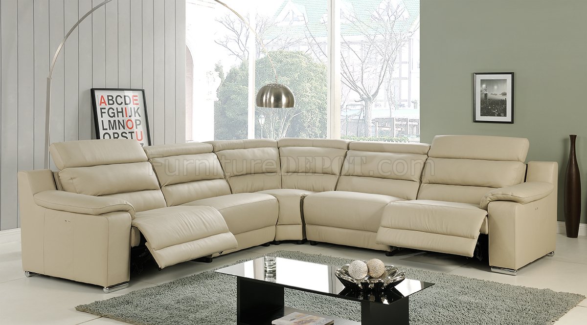sectional reclining sofa elda reclining sectional sofa in beige leather by at home usa BZLJXXH