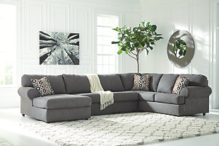 sofa for living room ... large jayceon 3-piece sectional, steel, rollover FIVTFDQ