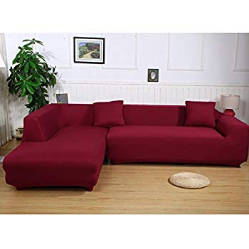 universal sofa covers for l shape, 2pcs polyester fabric stretch slipcovers  + XSKRGZP