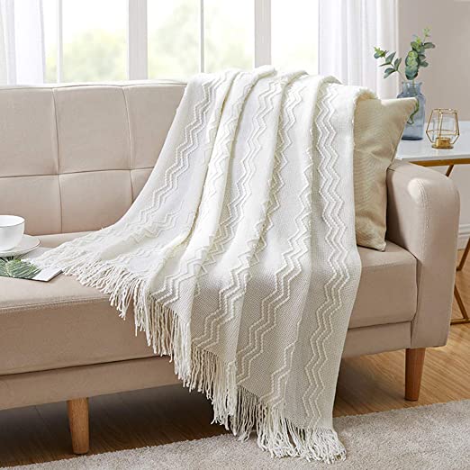 Amazon.com: BOURINA Throw Blanket Textured Solid Soft for Sofa .